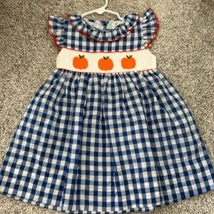 Blue check Smocked Pumpkin Dress size 3t
